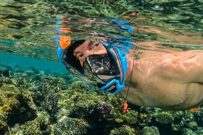 OCEANREEF OCEAN REEF - Aria QR + Quick Release Snorkeling Mask - Full Face Snorkeling Mask - 180 Degree Underwater Vision - 5 Colors and 3 Sizes - Blue Color - Size L/XL - Image 4